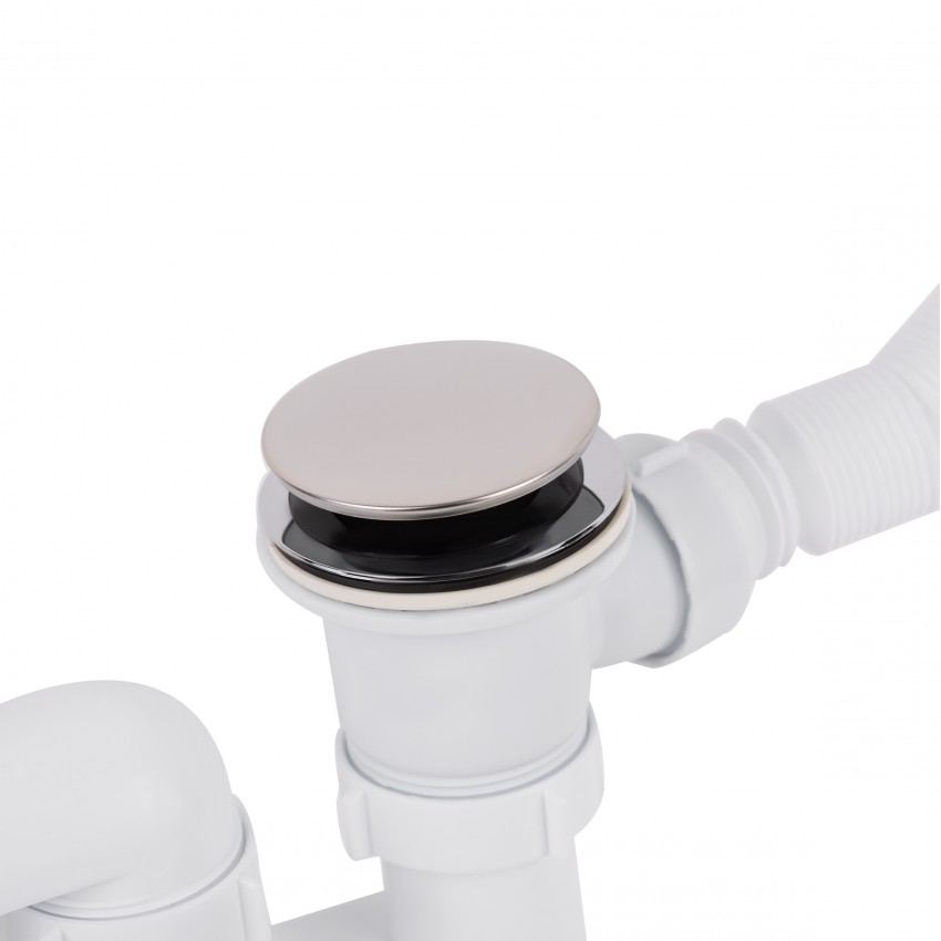 Сифон для ванни LW04 (6003V00202) випуск 70 мм, автоматичний (Click-Clack), плоский, з ревізією (вихід гофра 40/50мм) Lidz LIDZ фото 2