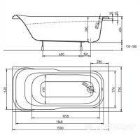 XWP355000N Ванна акрилова прямокутна SENSA 150x70 см, біла (1 сорт) KOLO фото 2