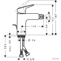 71200000 Logis 100 Змішувач д/біде HANSGROHE фото 1