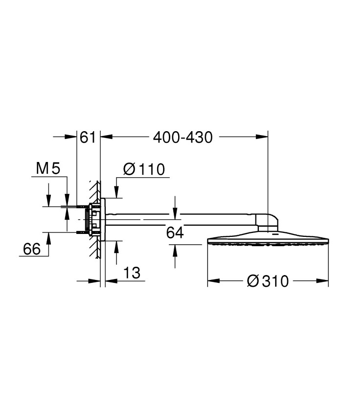 22123KF0 RSH SmartActive 310 Верхній душ з кронштейном на 2 режими, чорний GROHE фото 1