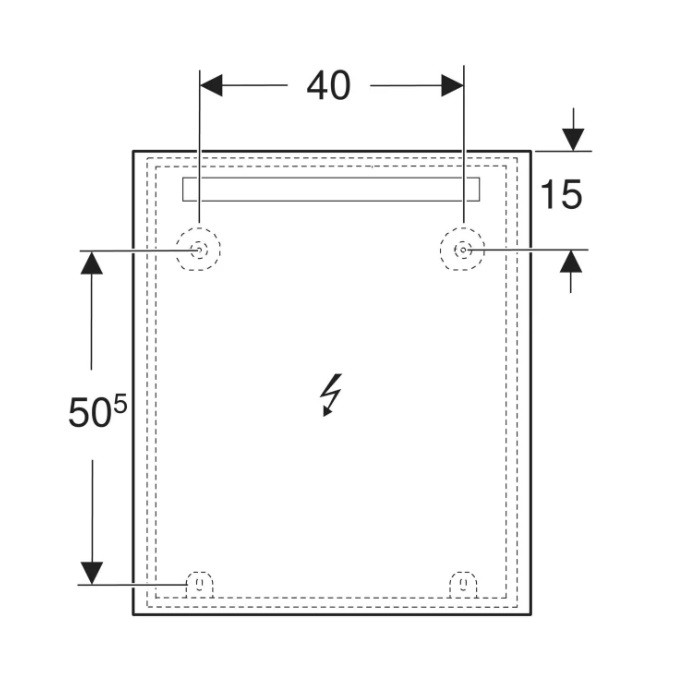 502.805.00.1 Option Basic Square Дзеркало -60см, підсвітка зверху по горизонталі (1 сорт) GEBERIT фото 3