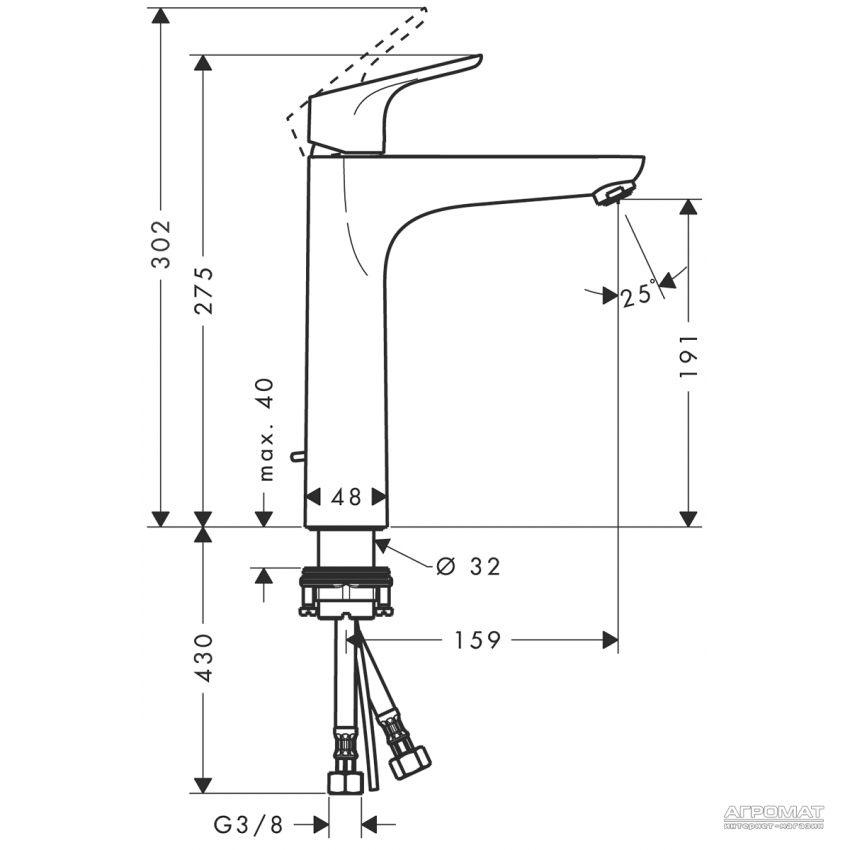 31608000 Focus 190 Змішувач д/раковини HANSGROHE фото 1