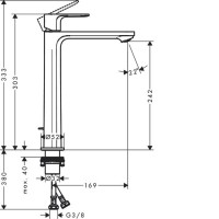 72581670 Rebris E Змішувач д/раковини 240 CoolStart з д/к, чорний матовий HANSGROHE фото 1