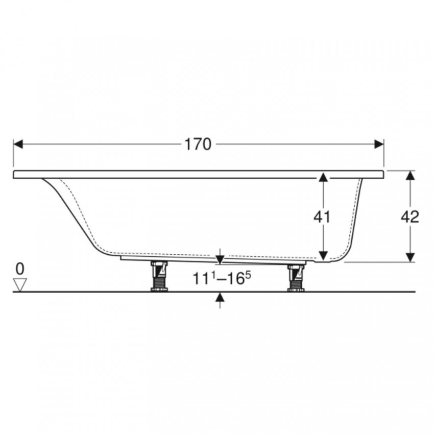 554.385.01.1 Ванна прямокутна Geberit Selnova Square з ніжками 170*75 см (1 сорт) GEBERIT фото 2