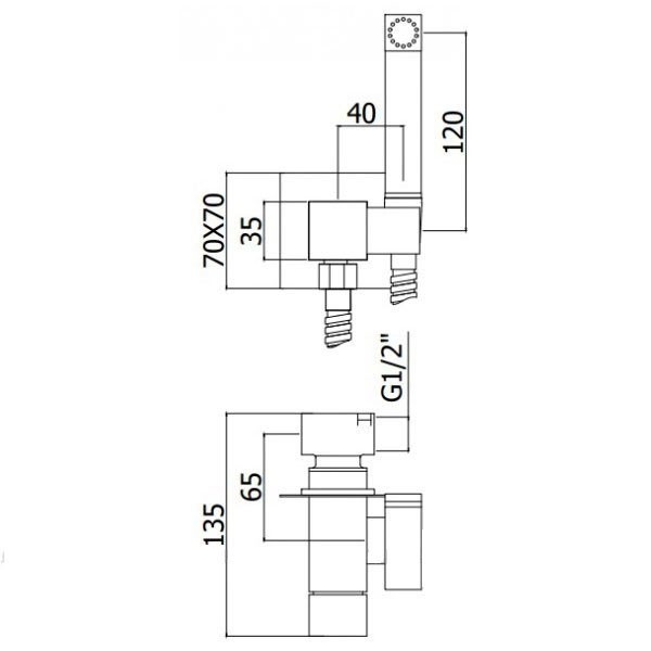 ZDUP112NO TWEET SQUARE MIX Tondo Набір гігієнічного душу, чорний мат (1 сорт) Paffoni фото 1