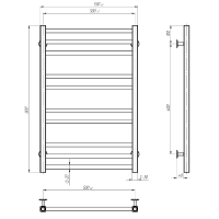 OV500800EB OVALE Рушникосушарка електрична П10 500х800 з нержавійки, колір чорний матовий (1 сорт) DEVIT фото 1