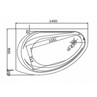 5533000 SUPERO Ванна асиметрична 145x85 см, злив зліва, колір білий, в комплекті з ніжками SN14 KOLO фото 1