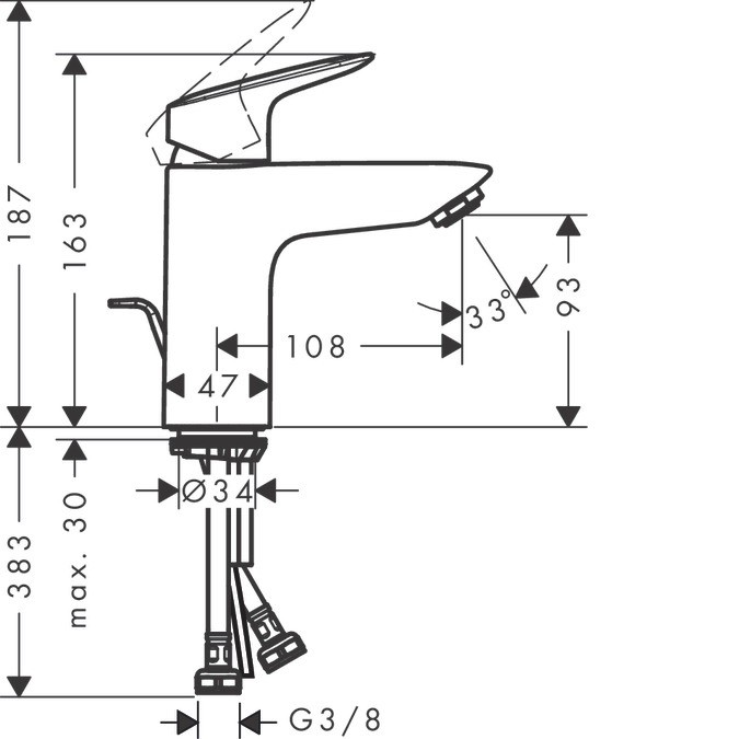 71100000 Logis 100 Змішувач д/раковини HANSGROHE фото 2