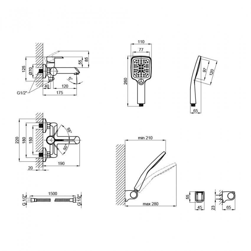 Змішувач для ванни Grand (з душовим гарнітуром) QTGRAWCR006 Chrome/White Qtap QTAP фото 1