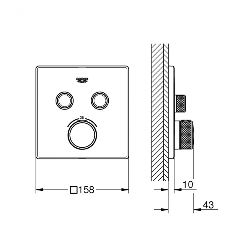 29124000 Grohtherm SmartControl Зовнішня частина термостату для душу на 2 виходи (1 сорт) GROHE фото 3