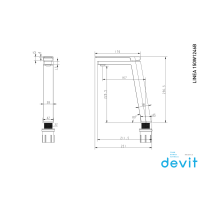 150W1246B LINEA Змішувач д/раковини високий, чорний матовий (1 сорт) DEVIT фото 1