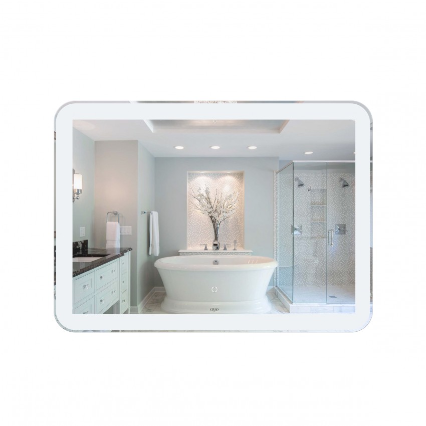 Дзеркало Swan настінне прямокутне з LED-підсвічуванням Touch, димер, рег. яскравості 1000х700 мм Qtap QTAP