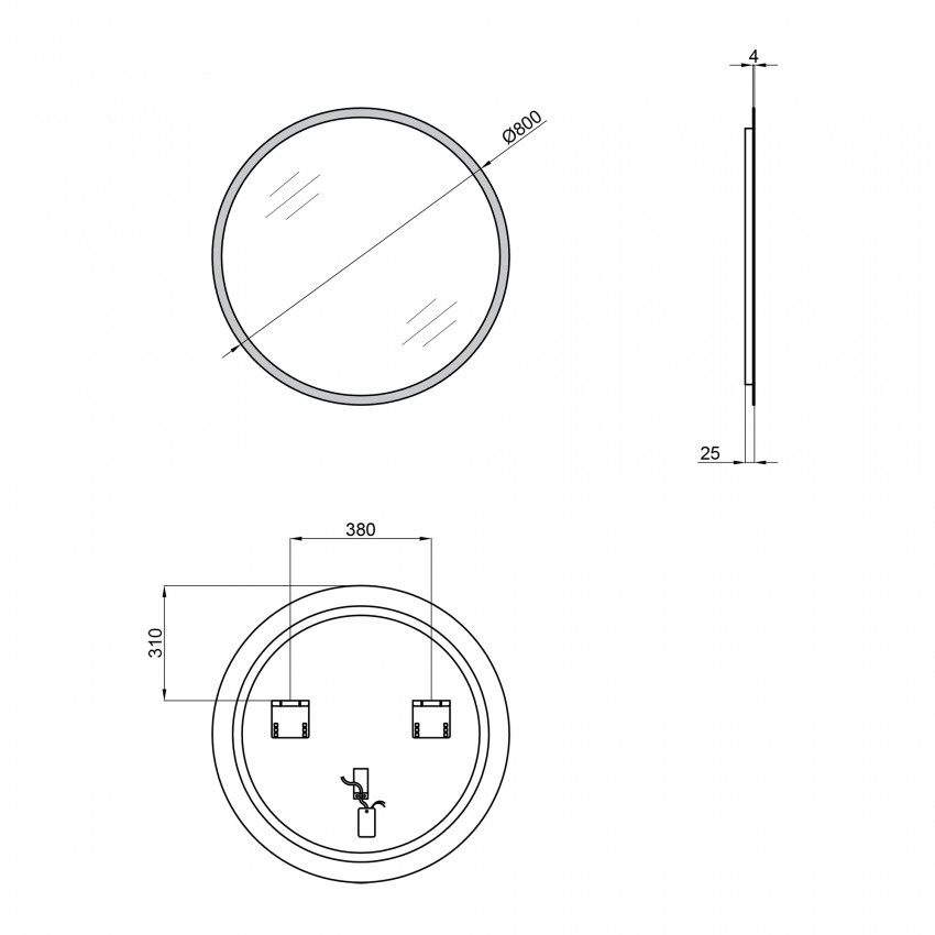 Дзеркало Virgo настінне кругле з LED-підсвічуванням кнопковий перемикач, R800 мм Qtap QTAP фото 1