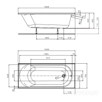 XWP136000N OPAL PLUS Ванна акрилова прямокутна 160х70 см, біла, без ніжок (1 сорт) KOLO фото 1