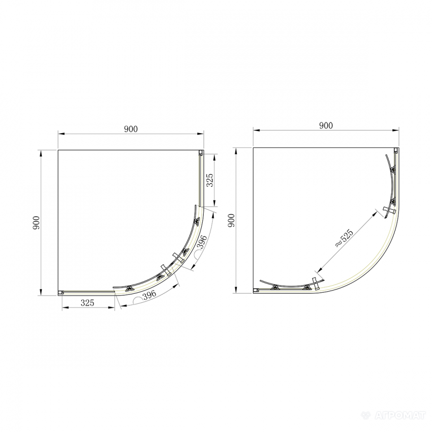 SHQC51906 FRAME Душова кабіна, розсувна - чверть кола 90*90 - хром/прозоре скло(1уп) (1 сорт) PRIMERA фото 1