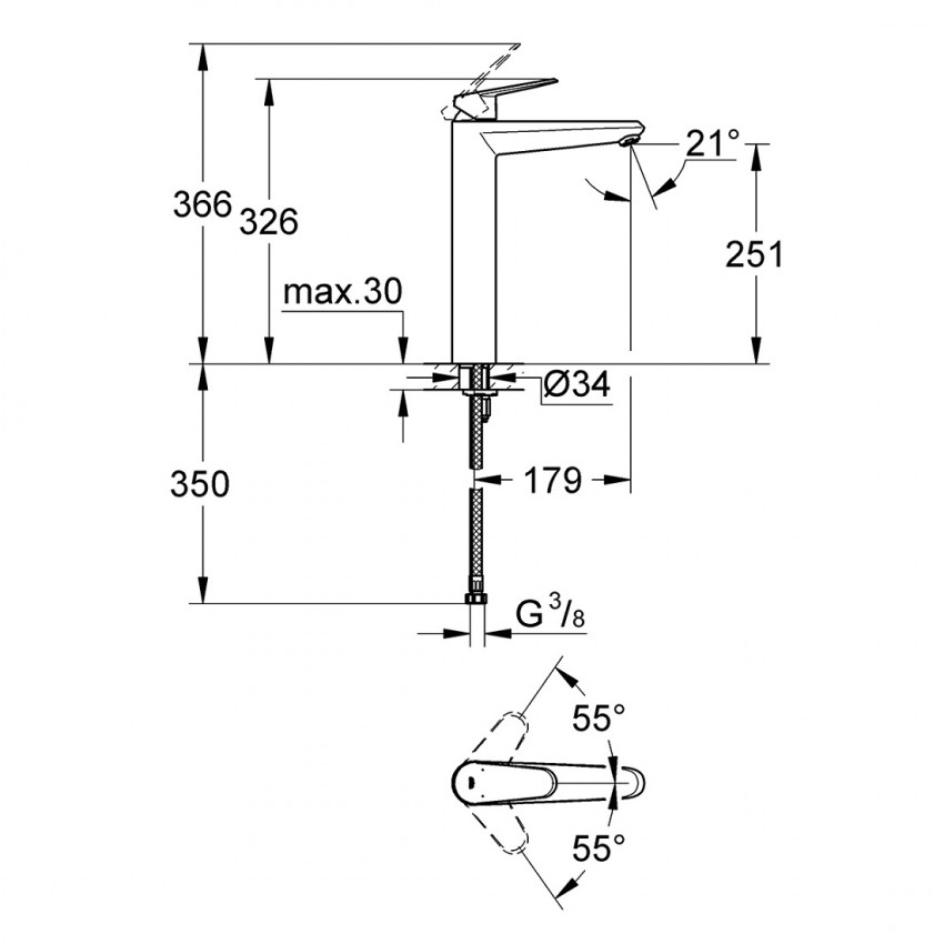 23432000 Eurodisc Cosmopolitan XL змішувач на 1 отвір для раковини, хром (1 сорт) GROHE фото 1