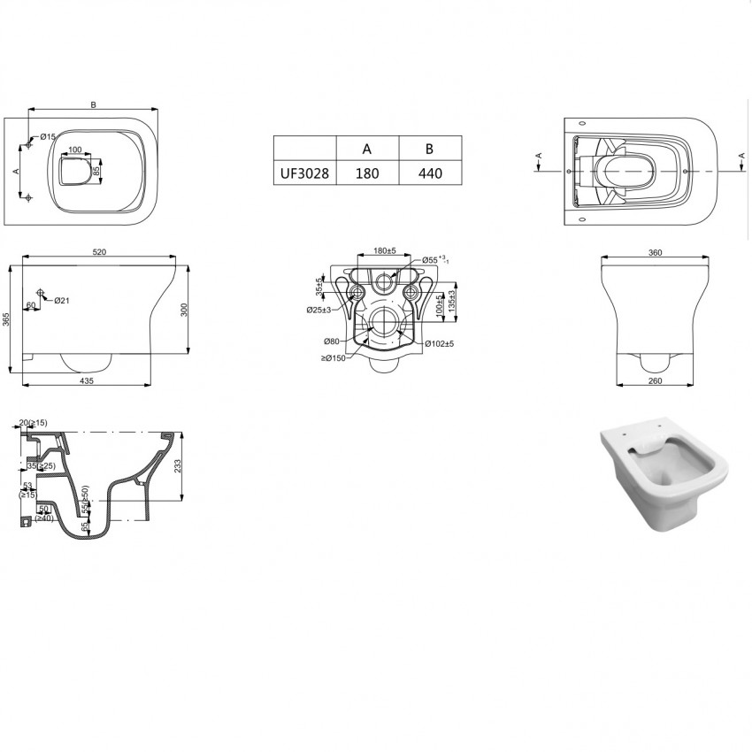 3020160 CITY Унітаз підвісний + кришка UF3028S (soft-close) (2 уп) (1 сорт) DEVIT фото 1