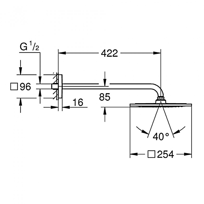 26259000 Rainshower F-Series Верхній душ-422 мм з тримачем (1 сорт) GROHE фото 1