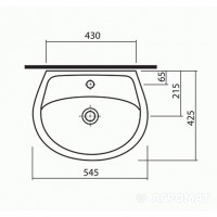 M1115500U IDOL Раковина 55см, з 1 отв.під зміш., з переливом, білий глянець (1 сорт) KOLO фото 2