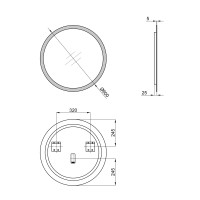 Дзеркало Virgo настінне кругле з LED-підсвічуванням кнопковий перемикач, R600 мм Qtap QTAP фото 1