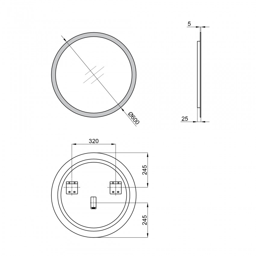 Дзеркало Virgo настінне кругле з LED-підсвічуванням кнопковий перемикач, R600 мм Qtap QTAP фото 1