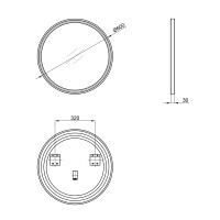 Дзеркало Robin настінне кругле з LED-підсвічуванням, на ремені R600 мм Black Qtap QTAP фото 1