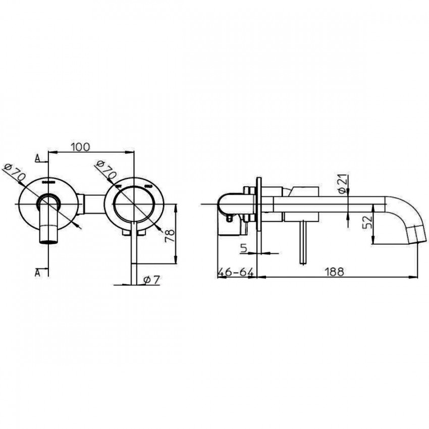 Z00730000094005 TEO Зовнішня частина змішувача для раковини 185 мм., SATIN NICKEL (1 сорт) Bossini фото 3