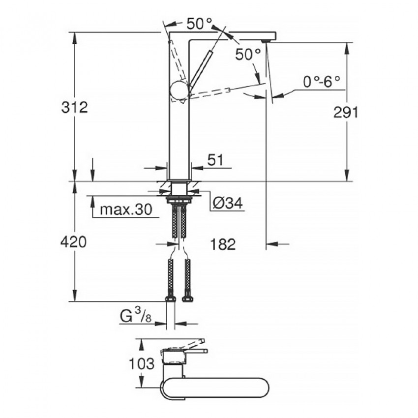 32618003 PLUS Змішувач д/раковини XL, хром (1 сорт) GROHE