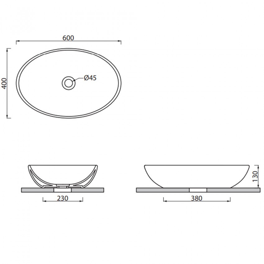 MBLVF2  FLAT 2 60x40 раковина,  в кольорі графіт (1 сорт) SDR фото 2