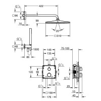 34870000 GRT THM Душова система на 2 виходи,квадратна, 310 (1 сорт) GROHE фото 2