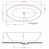 V308BO/V3080XBO800S CAREZZA Ванна зі штучного каменю 180 x 85 x 52h, білий матовий (1 сорт) TREESSE фото 2