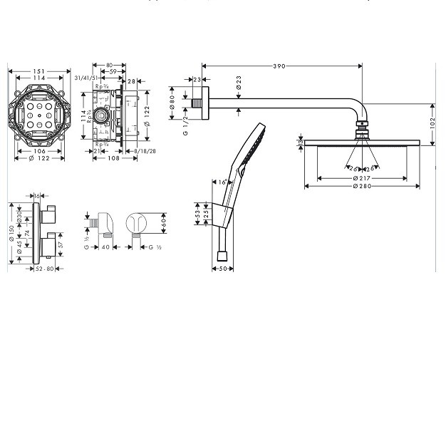 27961670 Croma Душовий комплект, чорний матовий (1 сорт) HANSGROHE фото 1