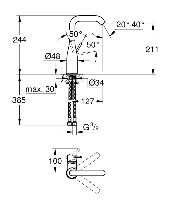 24177KF1 Essence Змішувач для раковини, чорний (1 сорт) GROHE фото 1