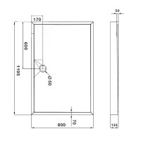 Душовий піддон KAPIELKA ST120x80х14 низький, прямокутний, діаметр зливу 52 мм Lidz LIDZ фото 1