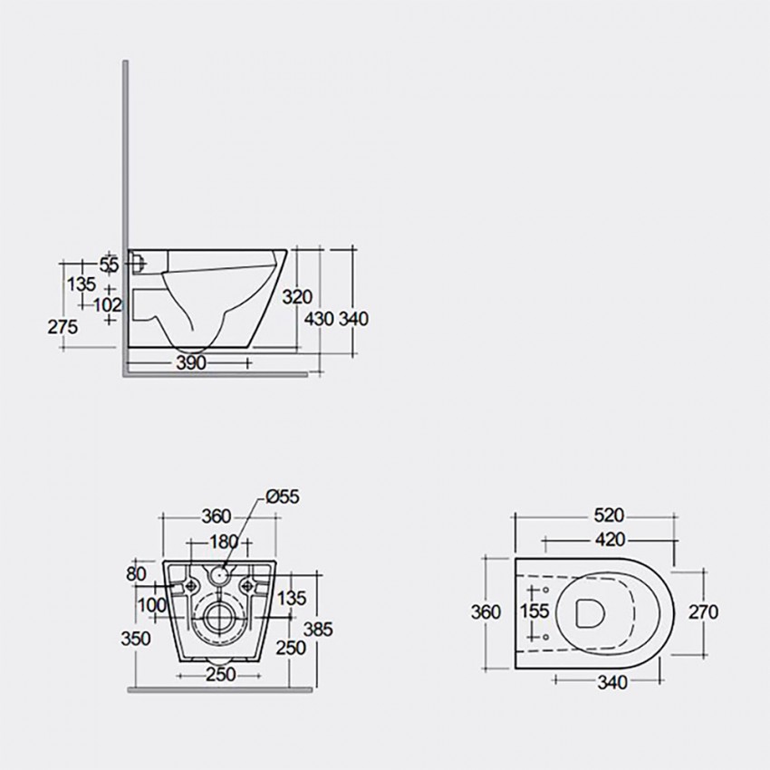 RSTSC3901514+ RST23514A FEELING Унітаз підвісний з кришкою Duroplast, SLIM, Soft Close, Quick Release, Rimless, Matt Cappuccino (1 сорт) RAK Ceramics фото 3