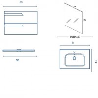 C0072598 Vitale 80  Комплект: 125622 тумба під раковину 80 см126224 раковина 80 см+121517 дзеркало+123395 LED підсвітка, білий глянець (1 сорт) ROYO фото 2