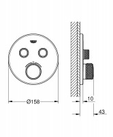 29507KF0 Grohtherm SmartControl Зовнішня частина термостату прихованого монтажу на 2 споживачі, чорний (1 сорт) GROHE фото 1