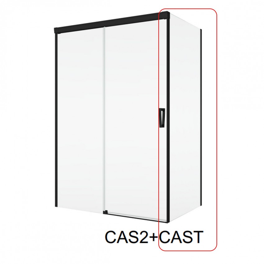 CAST0800607 BlackLine CADURA бічна стінка, 800 мм, скло прозоре, проф.чорний мат (1 сорт) SanSwiss фото 1