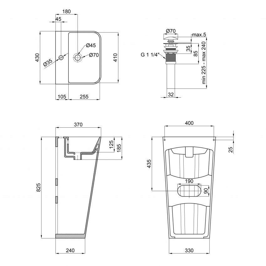 Раковина Tern підлогова моноблок з донним клапаном 440х380х830 мм White Qtap QTAP фото 1