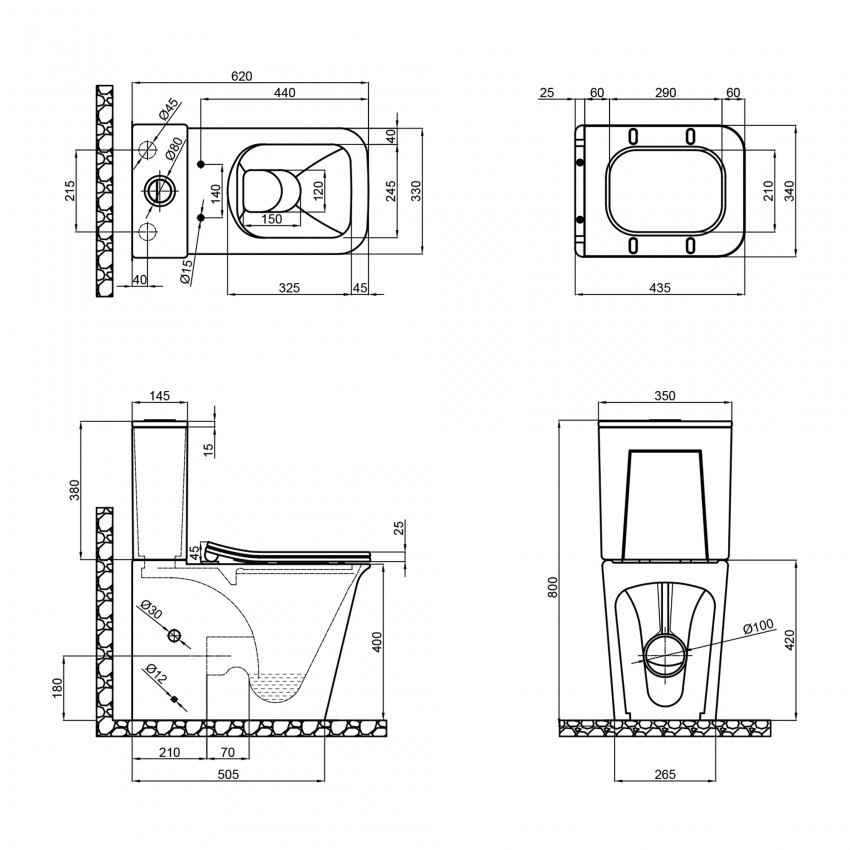 Унітаз Nando підлоговий Rimless 620х345х800 мм з сидінням Slim Duroplast/ Soft-close/ Quick relase White Qtap QTAP фото 1