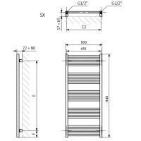 WGFIN114050K9M5SX Рушникосушка Fiona 1140*500, колір чорний мат (1 сорт) Terma фото 4