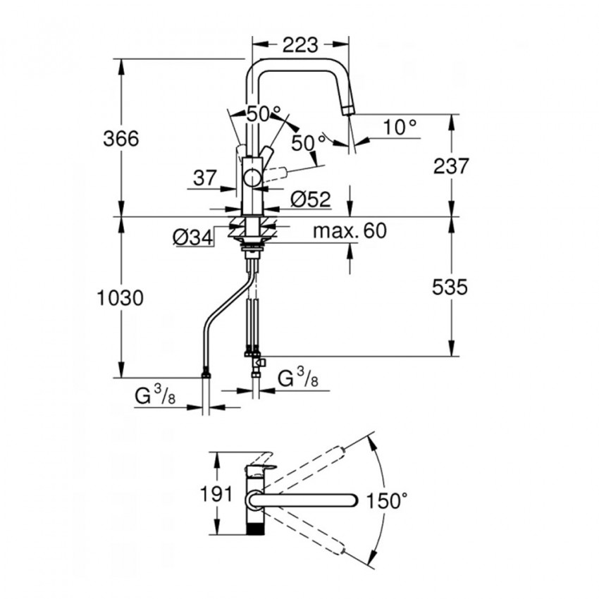 30583000 GROHE Blue Pure Eurosmart U-spout Змішувач з можливістю підключення до фільтру, хром (1 сорт) GROHE фото 1