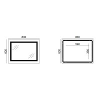 Дзеркало Kubis настінне прямокутне з LED-підсвічуванням Touch, з антизапотіванням, з димером, рег. яскравості 600х800 мм Reverse Lidz LIDZ фото 1