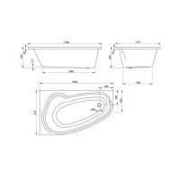 15090132NL AURORA Ванна кутова 150х90 ліва, з ніжками та кріпл. панелі(2уп) (1 сорт)