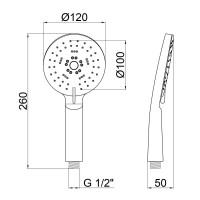 Лійка для ручного душу Rucni 120 мм округла QT01L Chrome Qtap QTAP фото 1