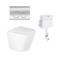 Комплект: Qtap Swan унітаз підлоговий Rimless QT16223178W + Nest комплект інсталяції 2в1 (кругла клавиша Chrome) QT0122490S4Q1 + QT0111M11112CRM QTAP