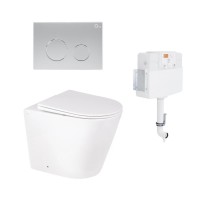 Комплект: Qtap Swan унітаз підлоговий Rimless QT16223178W + Nest комплект інсталяції 2в1 (кругла клавиша Satin) QT0122490S4Q1 + QT0111M11111SAT QTAP