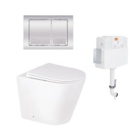 Комплект: Qtap Swan унітаз підлоговий Rimless QT16223178W + Nest комплект інсталяції 2в1 (квадратна клавиша Chrome) QT0122490S4Q1 + QT0111M06028CRM QTAP