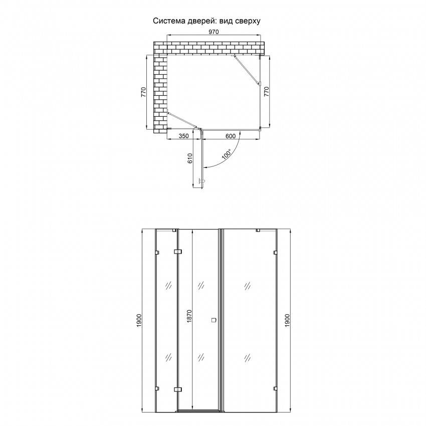 Душова кабіна CAPRICORN CRM1018RC6, прямокут., 100x80, скло 6мм Clear, CalcLess, розпаш., без піддона QT QTAP фото 1