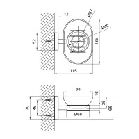 Мильниця з тримачем Oreo 0201 настінна (матове скло) (114.02.01) Chrome Lidz LIDZ фото 1